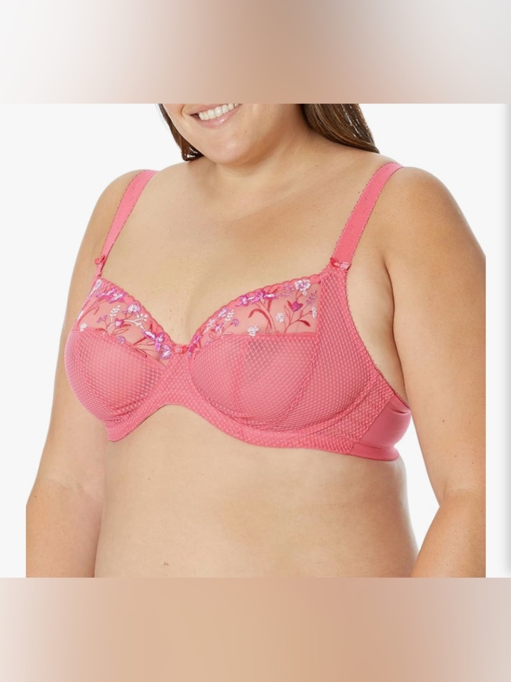 Elomi Charley Plunge Embroidered Honeysuckle Underwire Bra 34gg